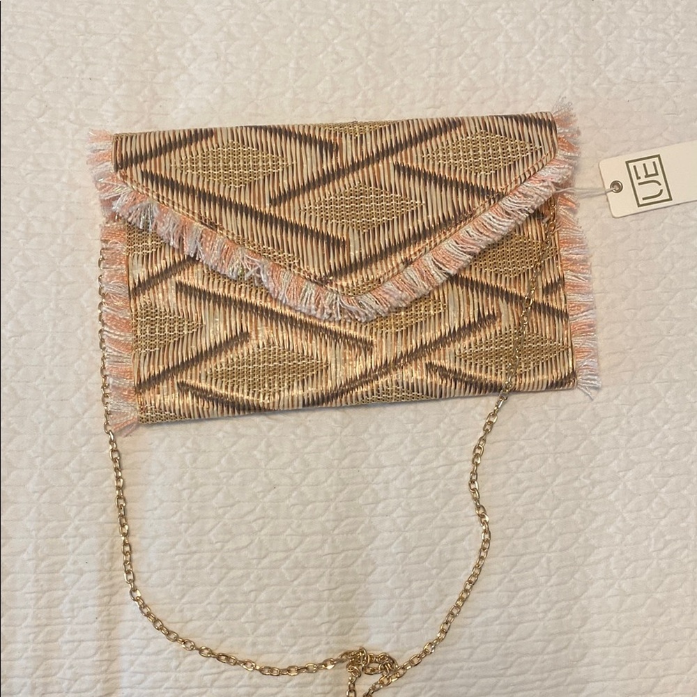 UE Gold and Tan Women's Clutch Bag